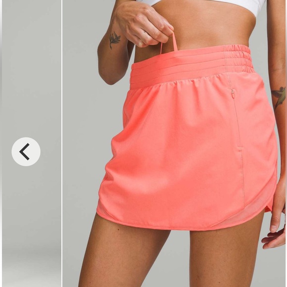 lululemon athletica Dresses & Skirts - Lululemon Hotty Hot High-Rise Skirt color Raspberry Cream pink coral Coral sz 6